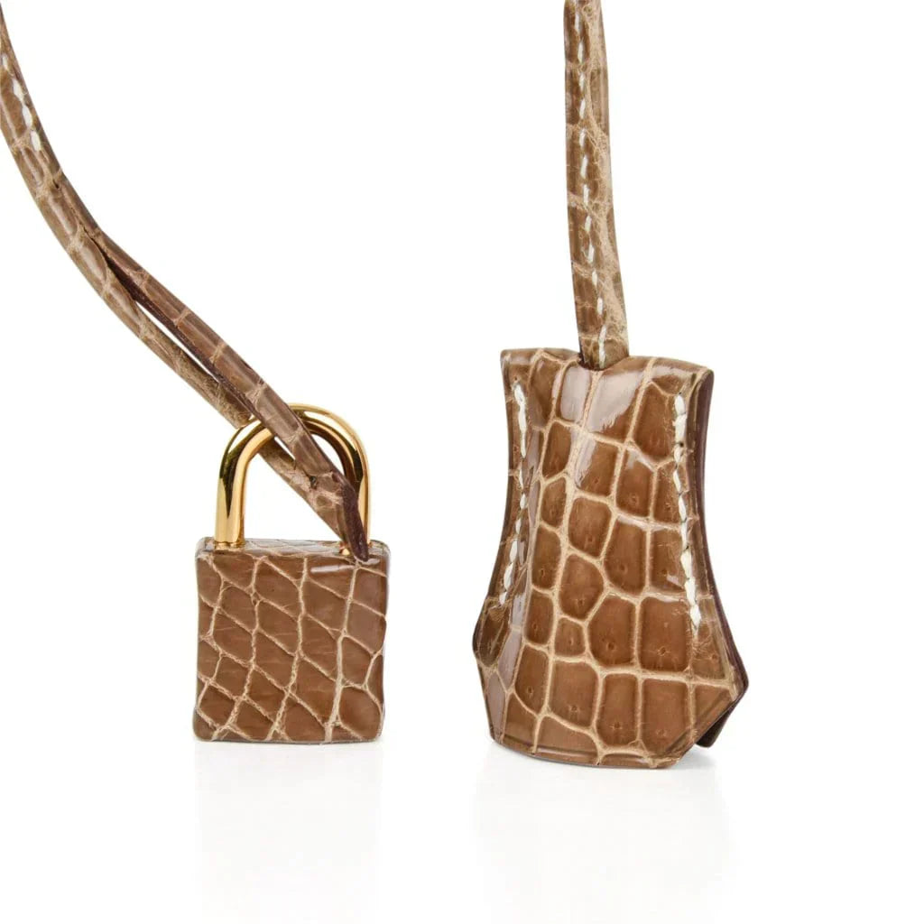 Birkin 35 Bag Ficelle Porosus Crocodile Gold Hardware