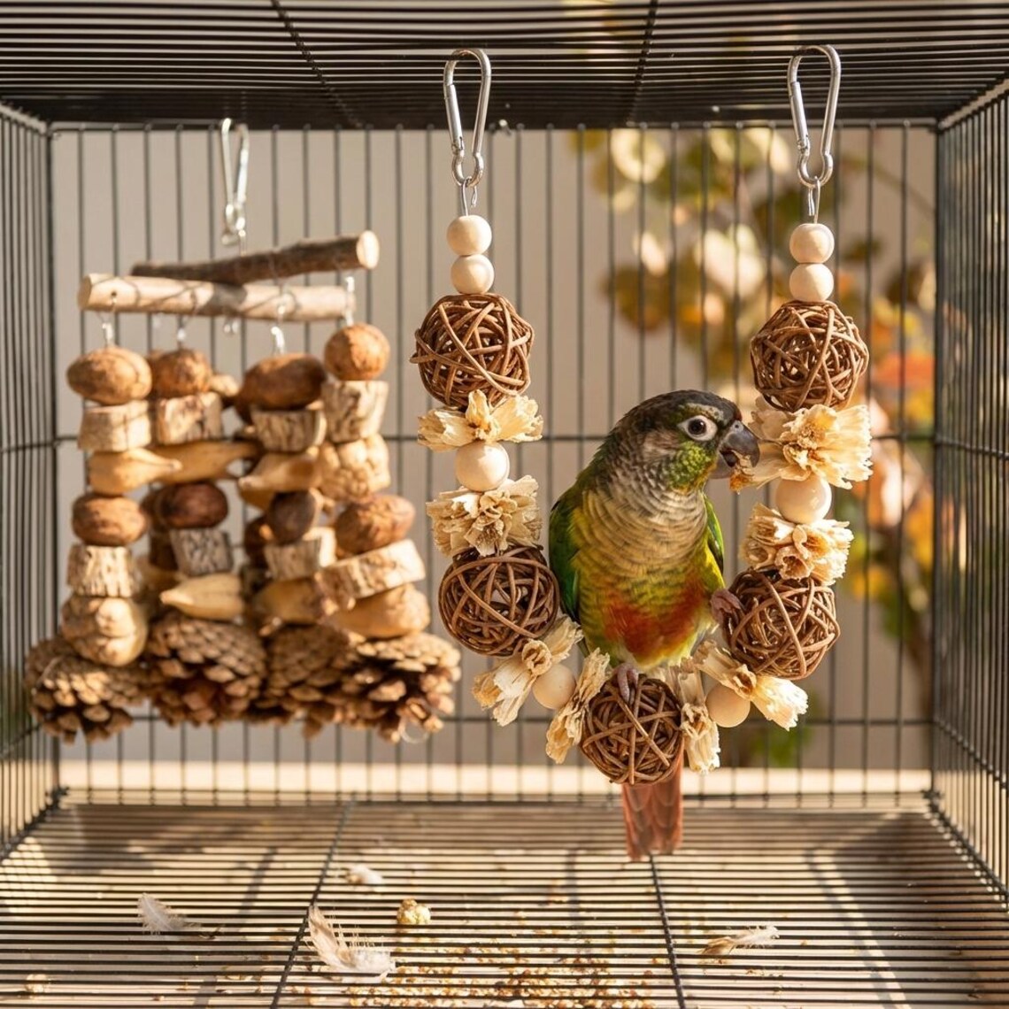 Natural Wood Parrot Foraging Toy, Beak Grinding Chew Toy