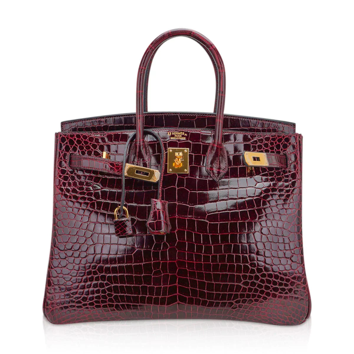 Special Order HSS Birkin 35 Bag Bordeaux Porosus Crocodile with Gold Hardware