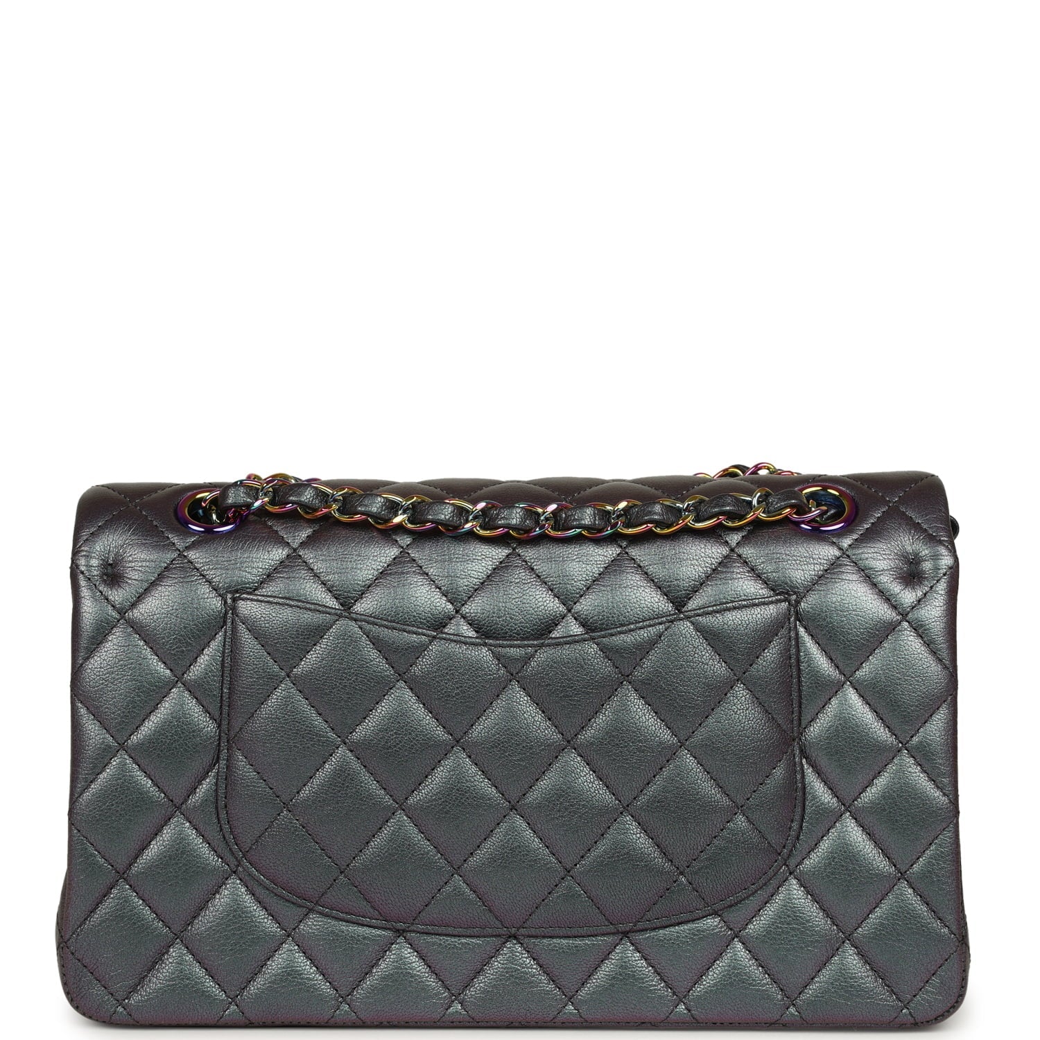 Pre-owned Chanel Medium Classic Double Flap Bag Iridescent Purple Goatskin Rainbow Hardware
