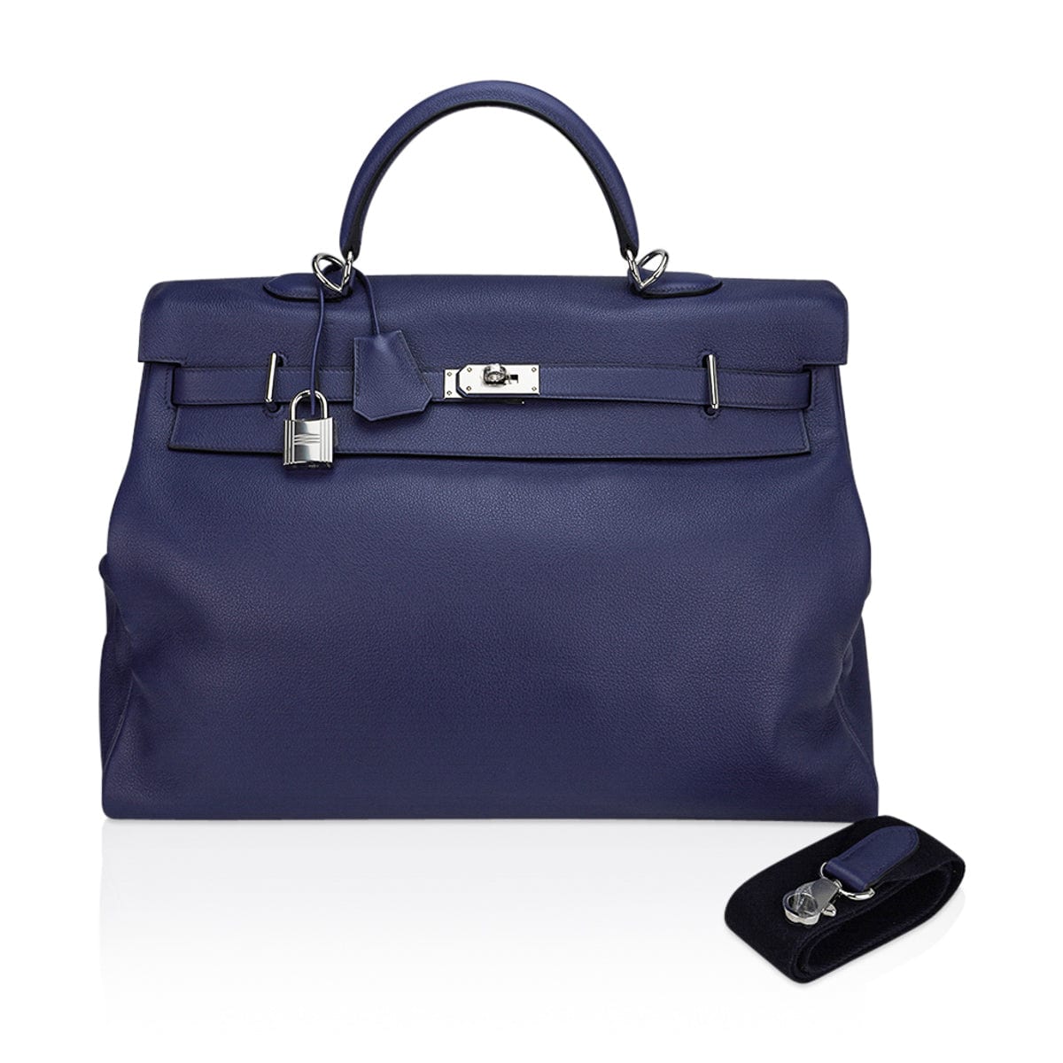 Kelly 50 Voyage Blue De Malte Bag Palladium Hardware Novillo Leather Limited Edition