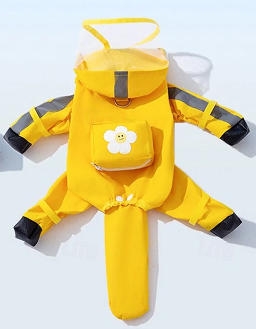 Small Dog Raincoat & Rain Shoes SetFull-Coverage Reflective Dog Jacket with D-RingDogs